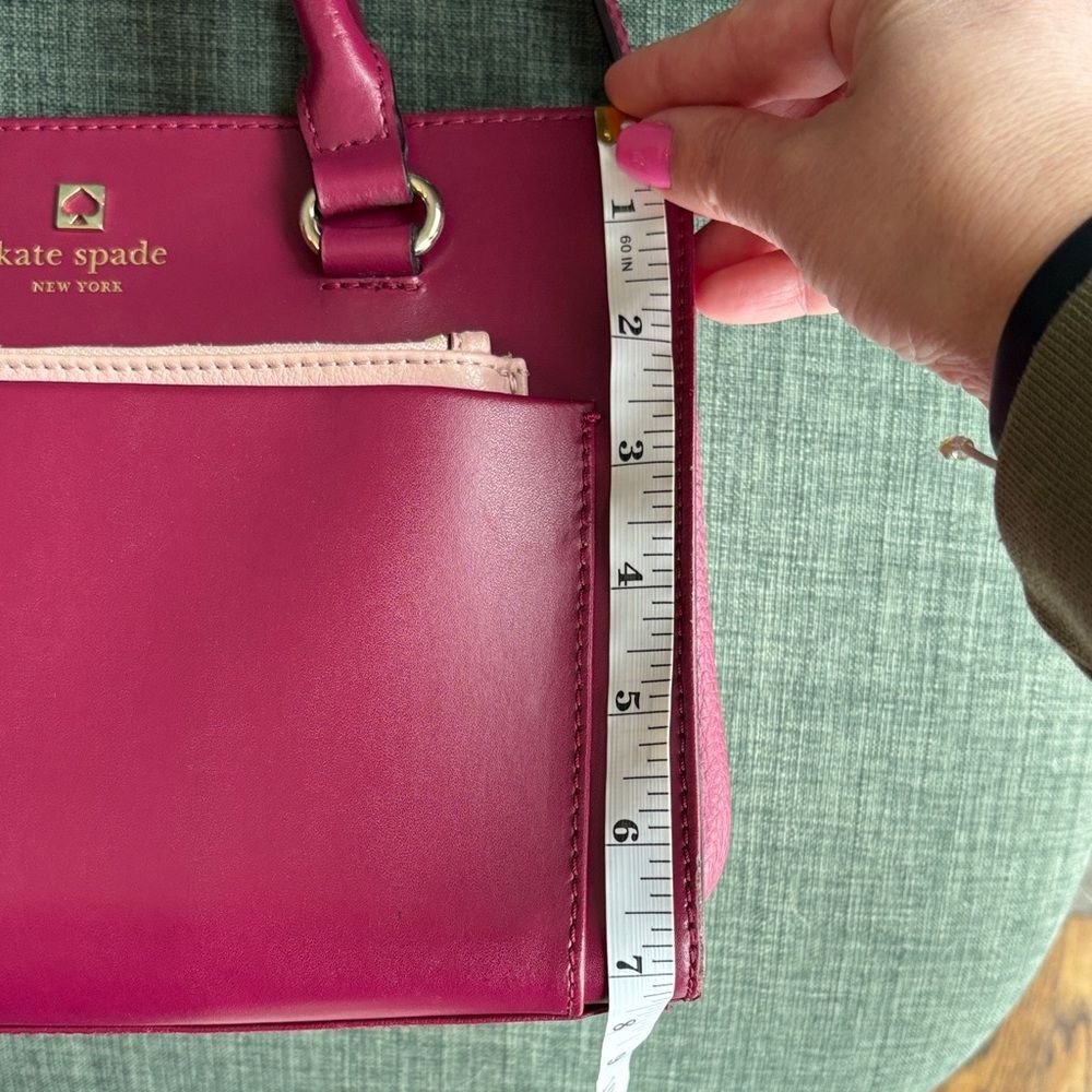 Kate Spade leather handle bag Fuchsia Pink Satchel crossbody purse EUC feminine - Picture 4 of 16